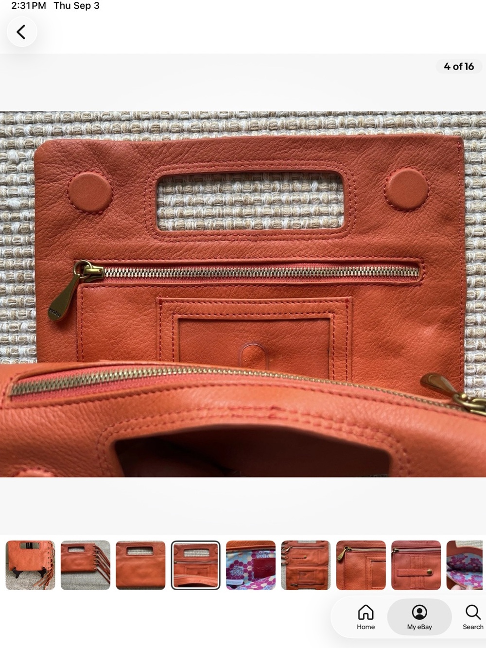 HOBO Sunny Orange Leather Fringe Clutch - Picture 4 of 16